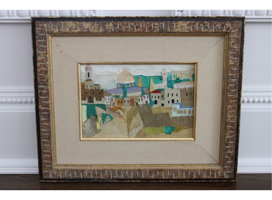Fabric Cityscape Collage Framed