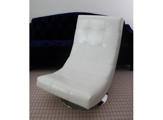 Baxton Studio Elsa White Faux Leather Swivel Chair With Chrome Base