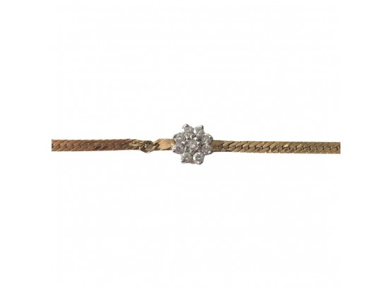 Gold Colored Bracelet With Crystal Charm