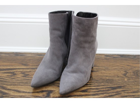 Barneys New York Pointed Toe Gray Ankle Boots