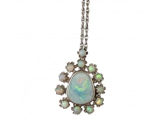 Sterling Silver Opal Gemstone Necklace