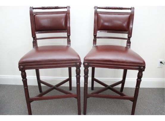 Pair Of Leather Bar Stools