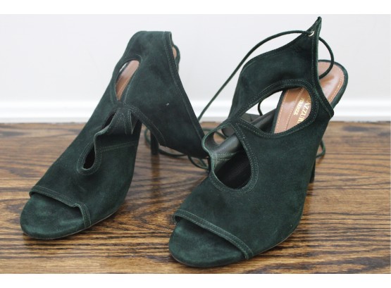 Aquazzura Firenze Green Tie Heel Sandals Size 36