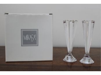 Pair Of Mikasa Crystal Candle Holders
