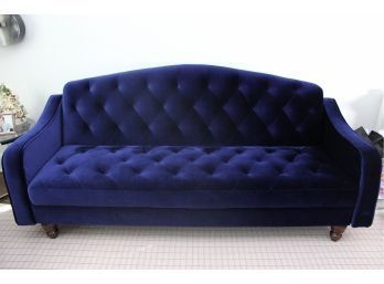 Urban Outfitters Ava Tufted Indigo Velvet Sleeper Sofa (Right Side)