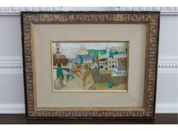 Fabric Cityscape Collage Framed