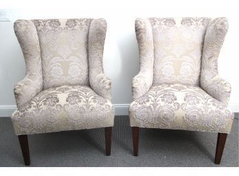 Pair Of Baker Wingback Chairs With Brunschwig & Fil Fabric