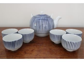 Blue & White Porcelain Japanese Tea Set