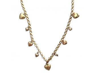 Dangling Hearts 14k Gold Tri Color Necklace Made In Italy