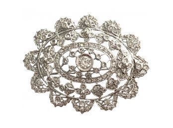 Crystal Silver Colored Brooch