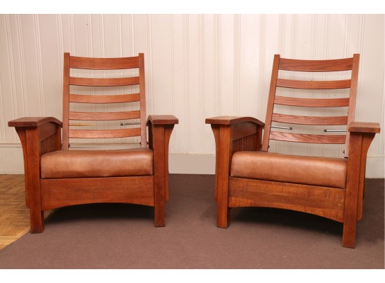Pair Of Vintage Mission Style Morris Chairs
