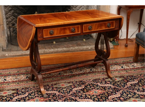 19th Century Federal Inlaid Mahogany Drop Leaf Sofa Table
