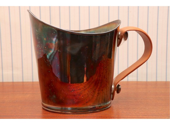 Silver Plate Mulligan Pitcher With Leather Handle