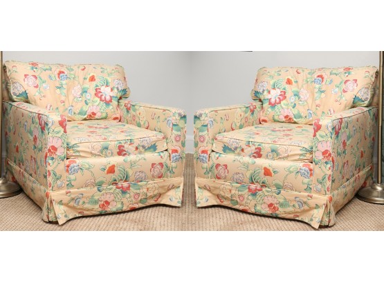 Pair Of Hickory Hill Floral Covered Armchairs