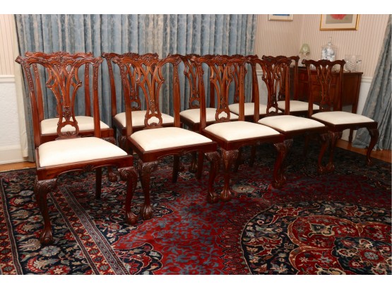 Set Of 10 Mahogany Chippendale Clawfoot Dining Chairs