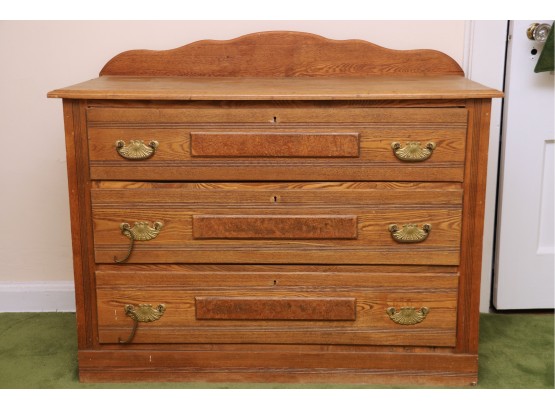 Antique Pin & Cove Jointed Three Drawer Dresser