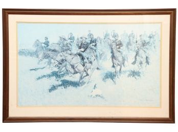 Frederic Remington Men On Horseback Framed Print