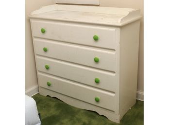 White Painted Dresser With Green Knobs