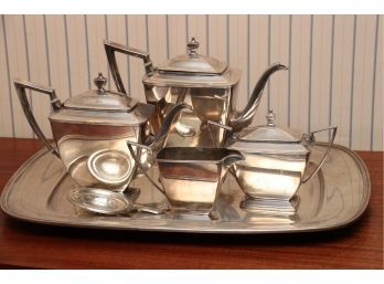 Silver Plate Pairpoint Tea Service With Sheffield Tray