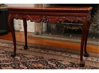 Banded Mahogany Clawfoot Console Table