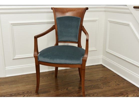 Blue Velvet Biedermeier Style Arm Chair