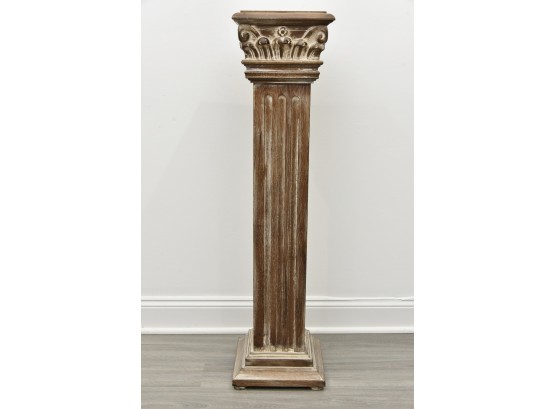 Distressed Wood Column Pedestal