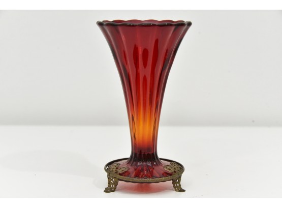 Ruby Red Glass Tulip Vase