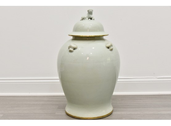 Foo Dog Celadon Covered Urn By Maitland Smith
