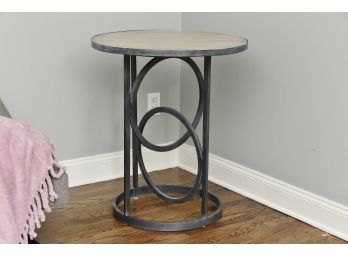 Distressed Top Round Side Table
