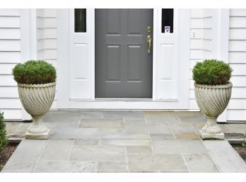 Cast Stone Planters With Evergreens