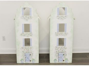 Pair Of Hand Painted Doll House Shelving Units