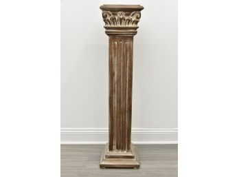 Distressed Wood Column Pedestal