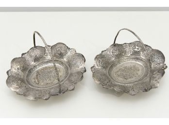 Pair Of Antique Filagree Handled Dishes