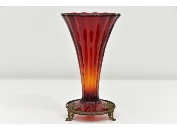 Ruby Red Glass Tulip Vase