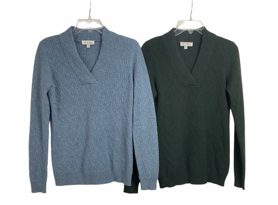 Pair Of Kinross Crossover V-neck Sweaters 100 Percent Cashmere Size M