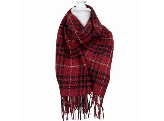 Burberry London 100 Percent Cashmere Red Knit Scarf New With Tags