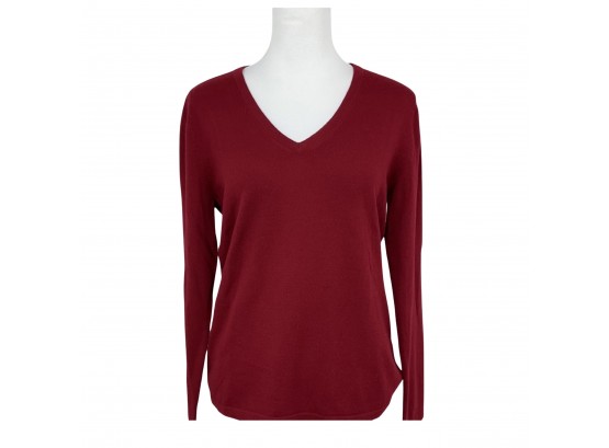 Lord & Taylor Extra Fine Merino Burnt Red Sweater Size L