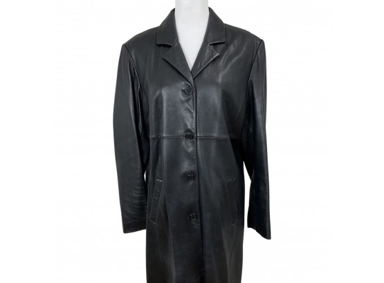 Jones New York Black Leather Coat Size M