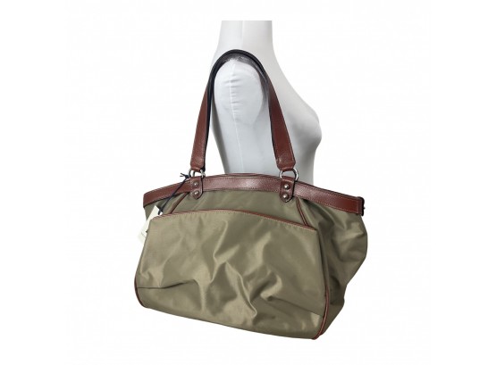 Delfina New York Nylon Handbag With Leather Trim New With Tags
