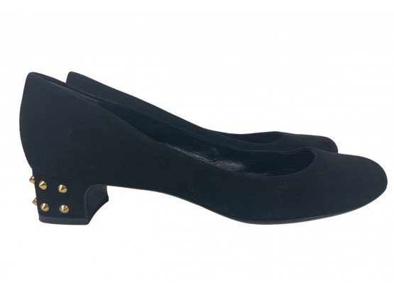 Gorgeous Gucci Black Suede Studded Block Heel Pumps Size 40 / 10
