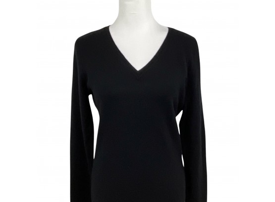 Lord & Taylor Black 100 Percent 2 Ply Cashmere Sweater Size L