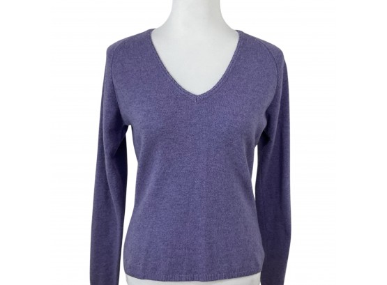 Loro Pianna Purple V-neck 100 Percent Cashmere Sweater Made In Italy Size 44/L