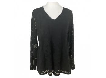 INC Black Top With Sheer Overlay Size L