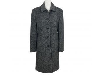 Dana Buchman Tweed Coat With Leather Trim Size 12