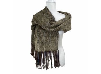 Clifford Roberts Multi-color Knit Fringed Shawl Wrap