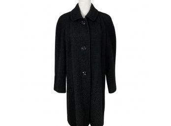 Portrait Black Wool Blend Weave Look Coat Size Large