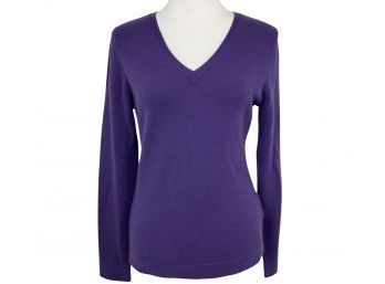 Sutton Cashmere Purple V-Neck Sweater Size L