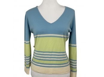 Lora Piana Blue V-neck Sweater Size EU 44 / US 8