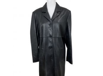 Jones New York Black Leather Coat Size M