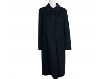 Gorgeous Escada Black Rabbit & Wool Coat Made In Italy Size 42/L